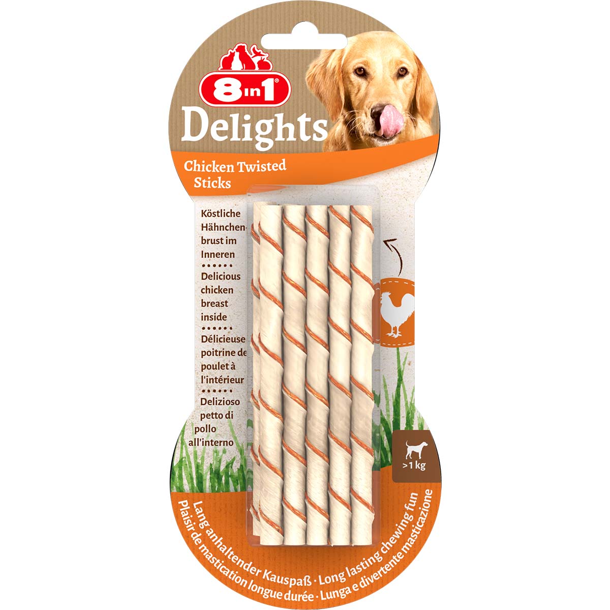 8in1 Hundesnack Delights Chicken Twisted Sticks 10 Stück