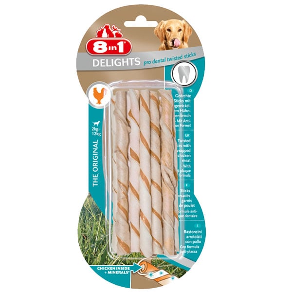8in1 Hundesnack Delights pro dental Twisted Sticks 10 Stück
