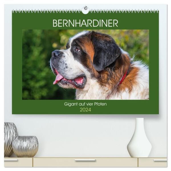 Bernhardiner - Gigant auf vier Pfoten (hochwertiger Premium Wandkalender 2024 DIN A2 quer), Kunstdruck in Hochglanz