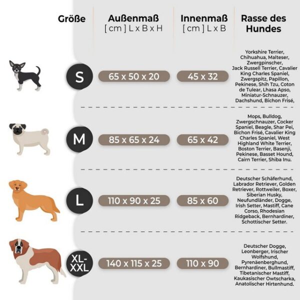 Bjird Tierbett Hundebett aus 600D Oxford Gewebe "Coco", Bezug abnehbar und waschbar, Hundesofa für kleie und grosse Hunde, wasserdicht, kratzfest