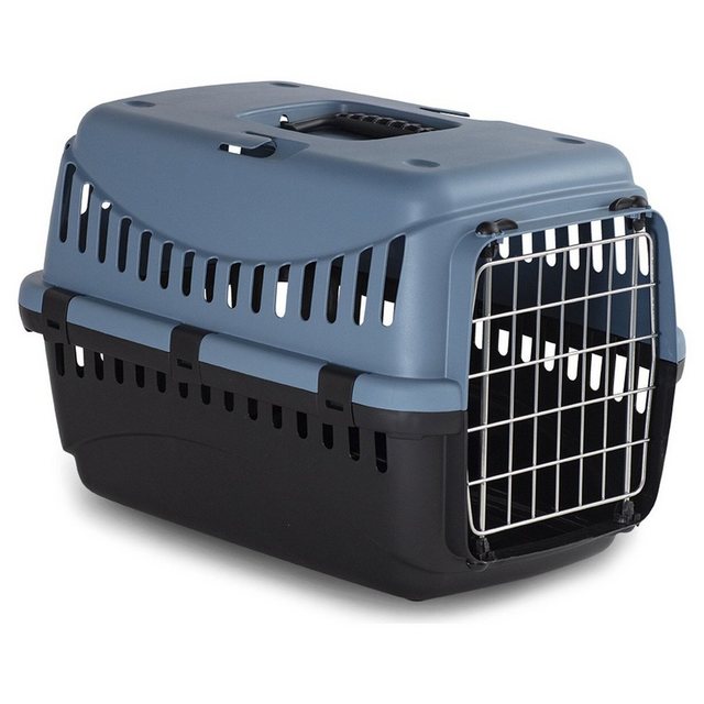 DUVO+ Tiertransportbox Transportbox Gipsy Eco Metalltür blau für Katzen