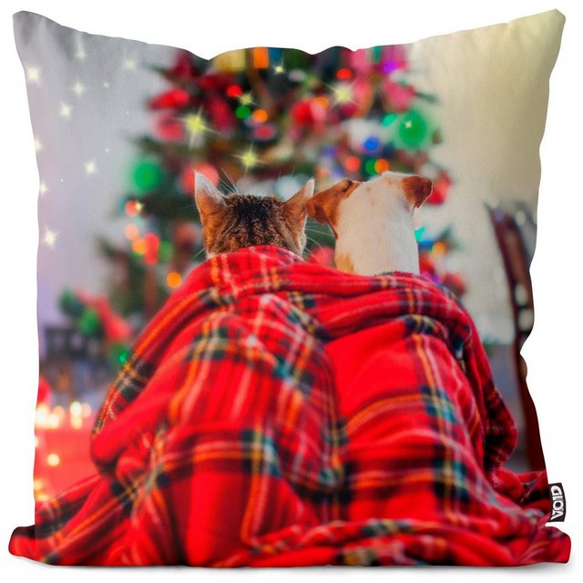 Kissenbezug, VOID (1 Stück), Sofa-Kissen Hund Katze Winter Weihnachtsbaum Baum Fressnapf Knochen Haustier Halsband Hundehütte Pfote Dackel Pudel Schäferhund