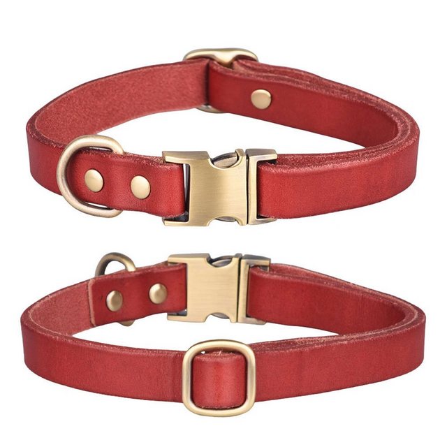 Rosnek Hunde-Halsband Leder Hundehalsband,Haustier Welpenkragen,gefüttert, in 3 Größen, Einstellbar
