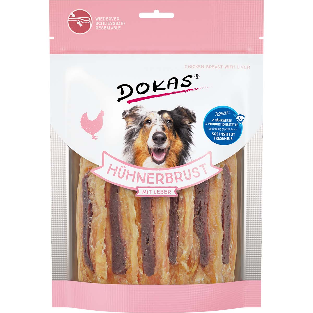 Dokas Hundesnack Hühnerbrust mit Leber 4x220g