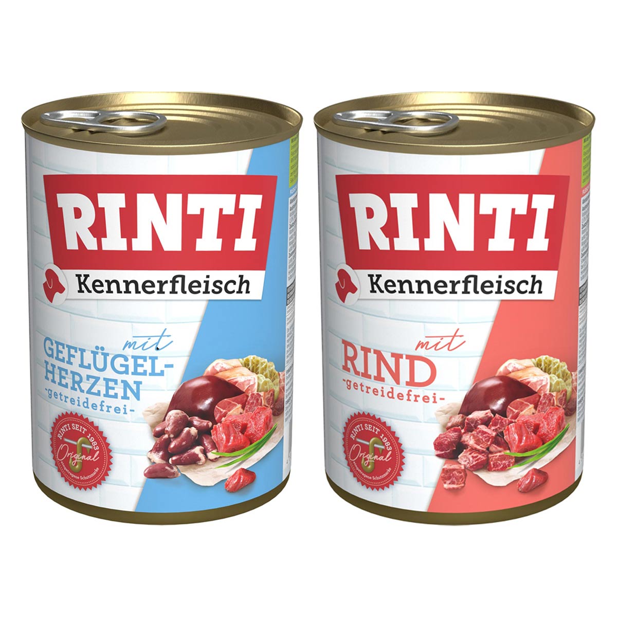 Rinti Kennerfleisch Mix Rind & Geflügelherzen 24x400g