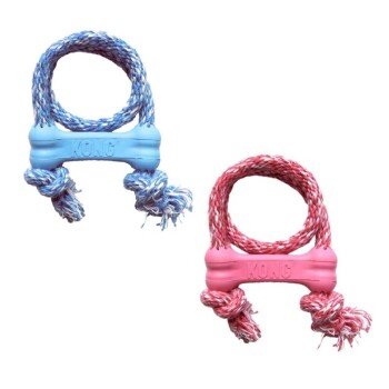 KONG Puppy Goodie Bone mit Seil XS blau/rosa