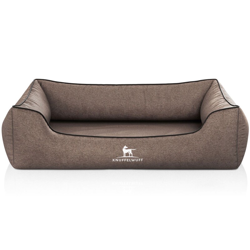 Knuffelwuff Orthopädisches Hundebett Amelie aus Velours mit Handwebcharakter braun XXXL