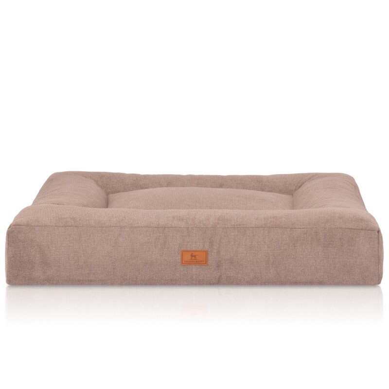 Knuffelwuff orthopädisches Hundebett aus Velours mit Handwebcharakter Sofia beige XL