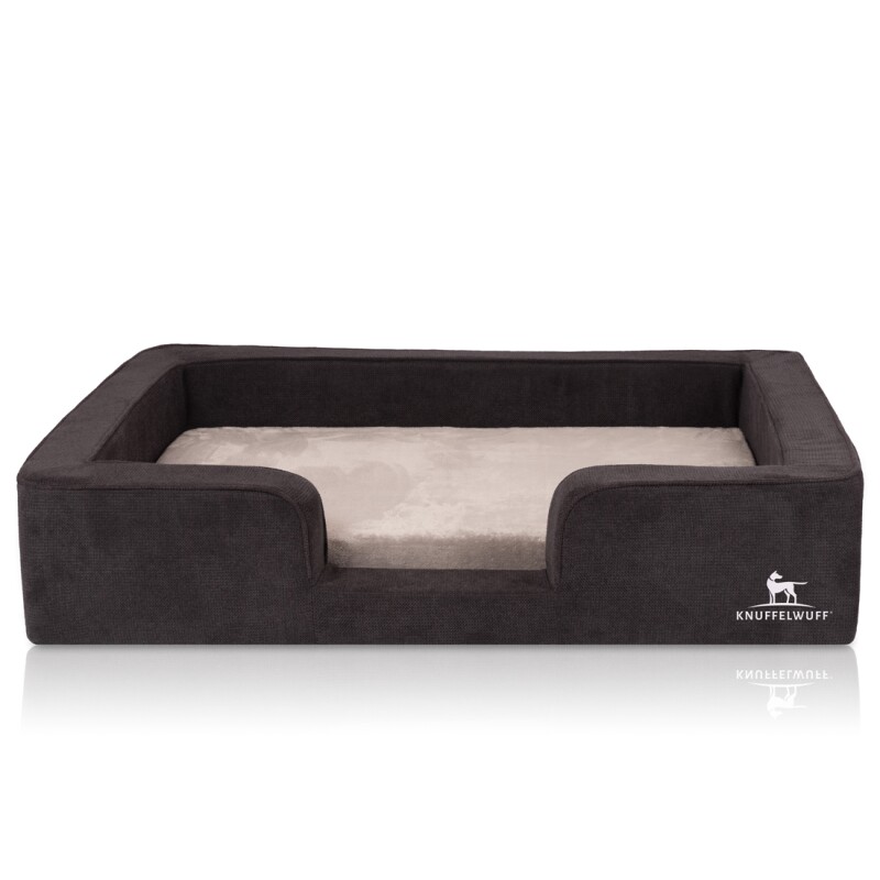 Knuffelwuff orthopädisches Hundebett mit Wendekissen aus Velours Bellamy schwarz XL