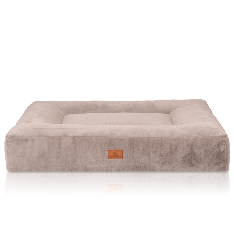 Knuffelwuff orthopädisches Hundebett mit kuschelig weichem Kaninchen Fellimitat Midland beige/ grau XXL