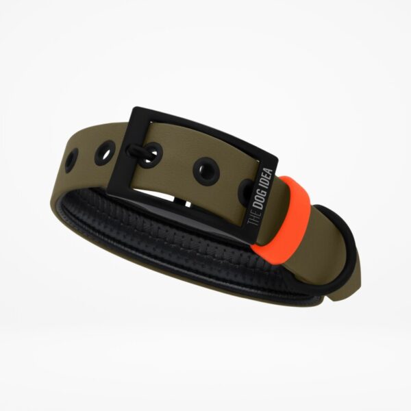 THE DOG IDEA Biothane Halsband Khaki neon orange XS