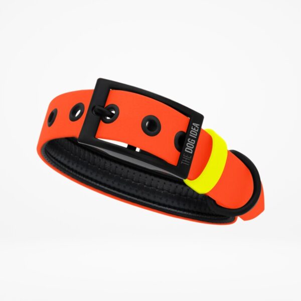 THE DOG IDEA Biothane Halsband Orange neon gelb L