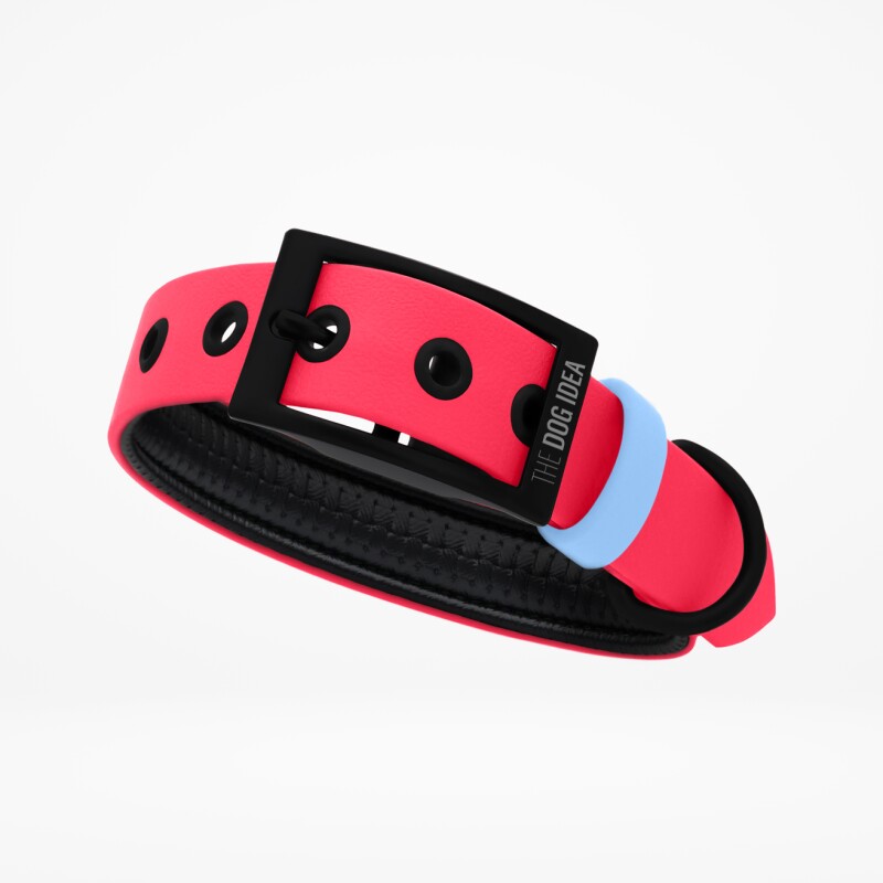 THE DOG IDEA Biothane Halsband Pink hellblau XXL