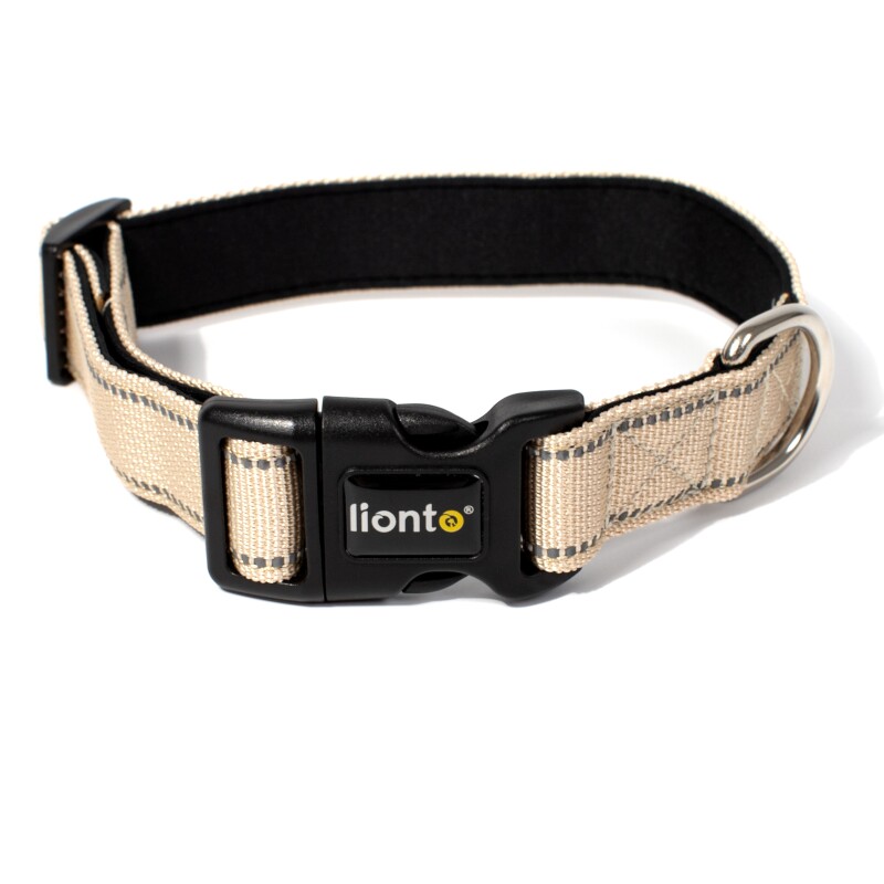 Lionto verstellbares Hundehalsband beige S