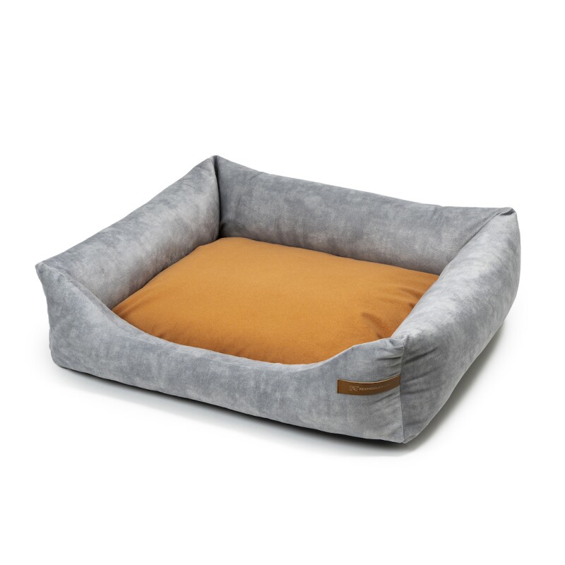 Rexproduct SoftColor luxury dog bed in grau color orange S