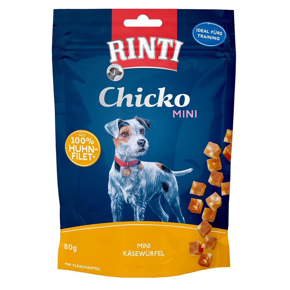 RINTI Chicko Mini Käsewürfel Huhn 80g