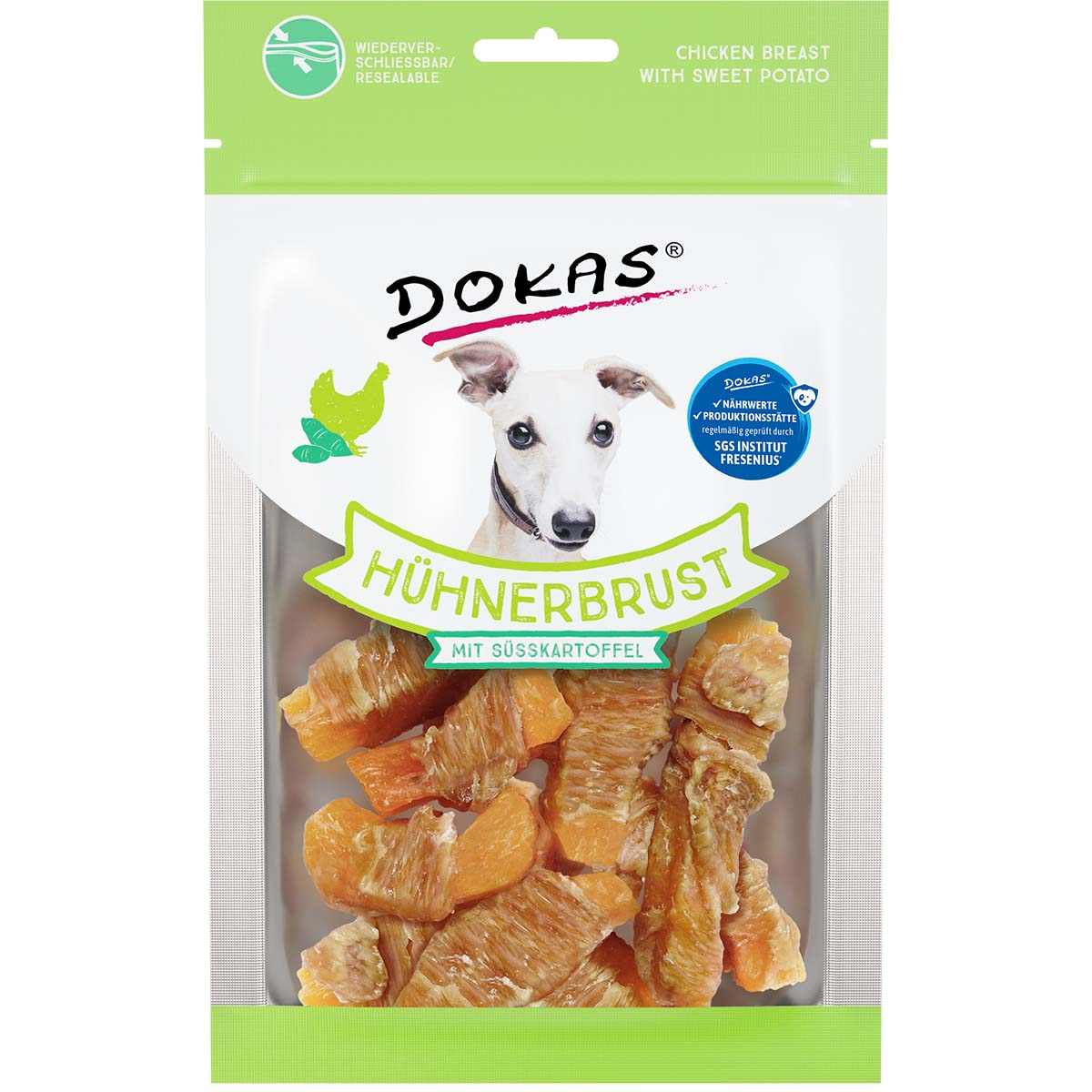 Dokas Hundesnack Hühnerbrust mit Süßkartoffel 5x70g