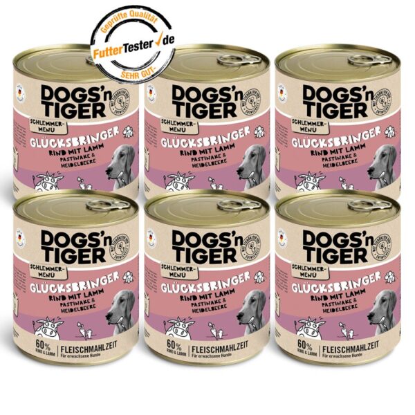 Dogs'n Tiger Glücksbringer Rind & Lamm 6x800 g