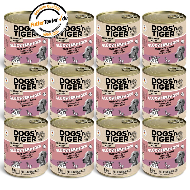 Dogs'n Tiger Glücksbringer Rind & Lamm 12x800 g