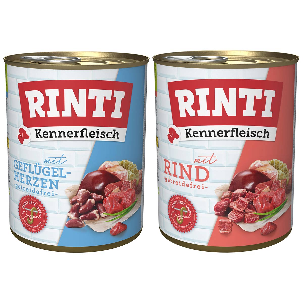 Rinti Kennerfleisch Mix Rind & Geflügelherzen 24x800g