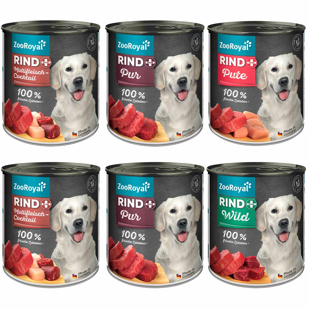 ZooRoyal Rind+ Mixpaket Hund 6x800g