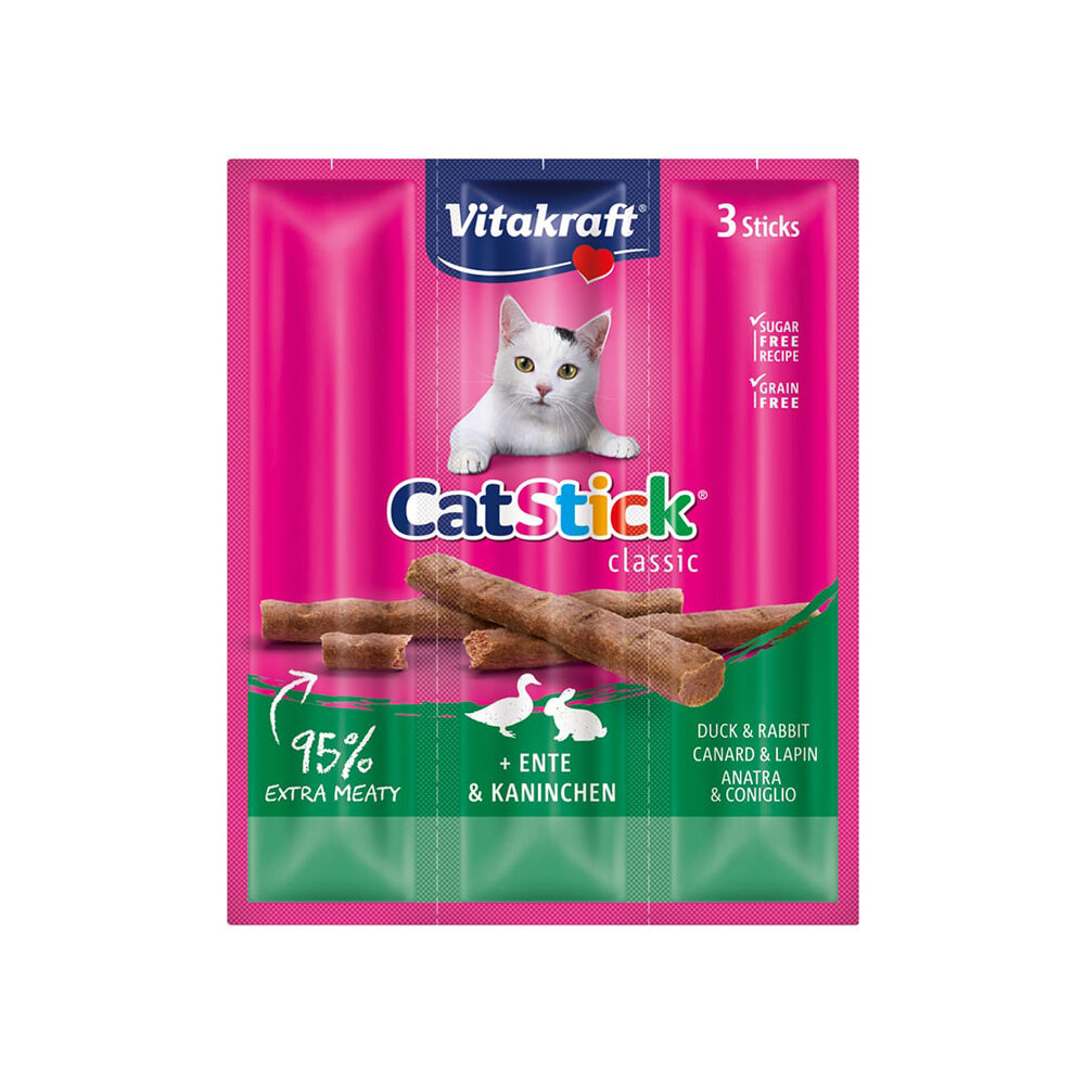 Vitakraft Cat Stick Mini - Ente & Kaninchen - 3 Stöcke