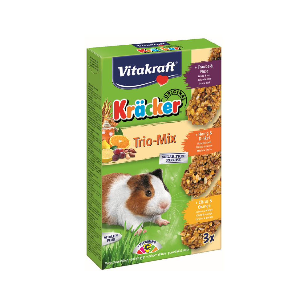 Vitakraft Meerschweinchen Kräcker - Trio-Mix Honig/Nuss/Zitrus - 3 Stück