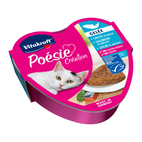 Vitakraft Poésie - Schälchen - Lachs & Spinat in Gelee - 15 x 85 g