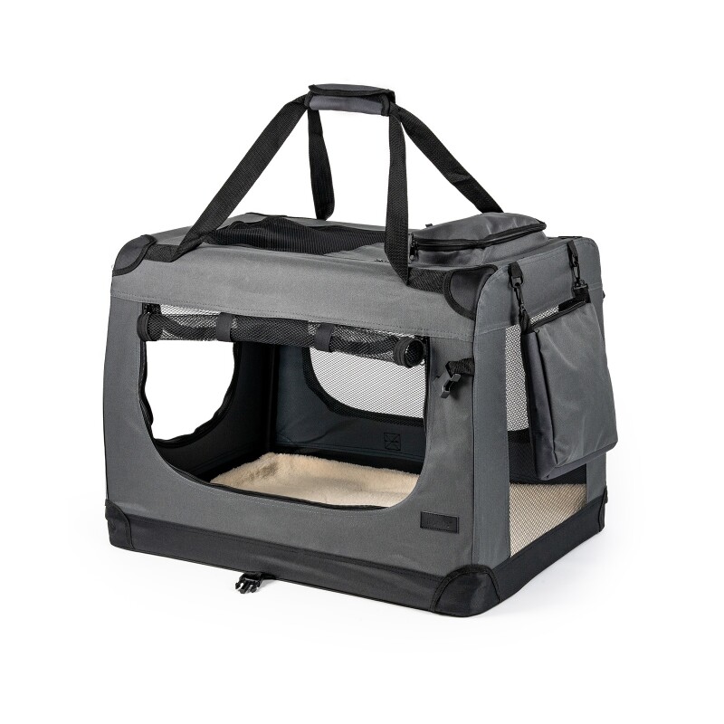 Lionto Hundetransportbox - faltbar - grau M