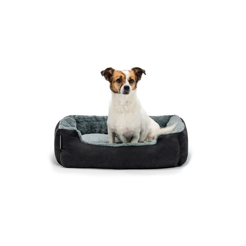 Lionto Hundebett mit Wendekissen grau/ schwarz M