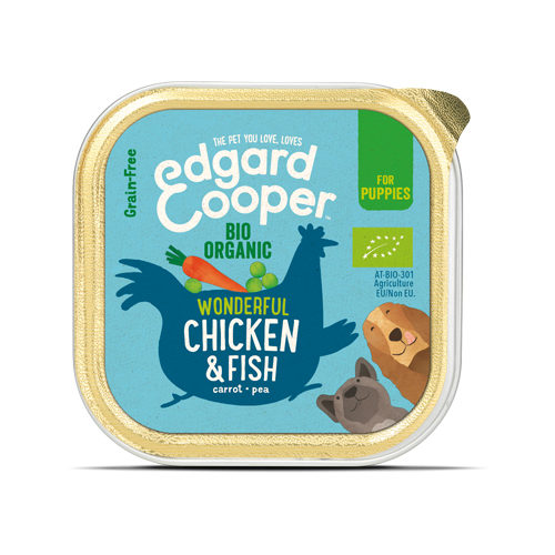 Edgard & Cooper Biologisch Puppy - Huhn & Fisch - im Schälchen - 17 x 100 g