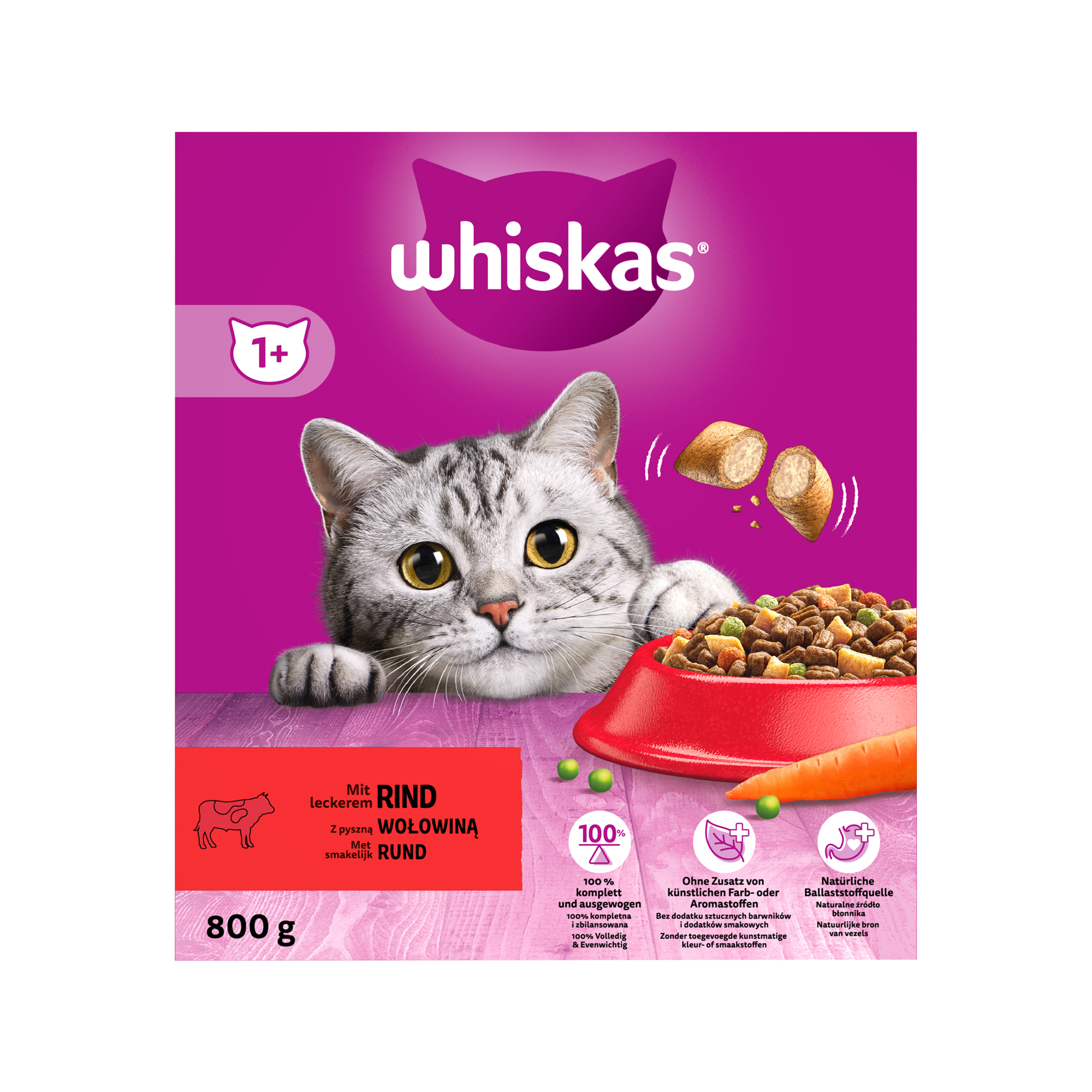 Whiskas Trockenfutterbox für Erwachsene - Rindfleisch - 800 g