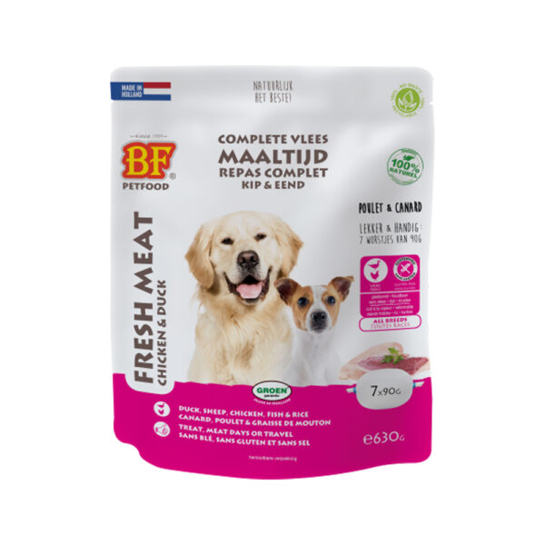 Biofood Frischfleisch Hundefutter - Frischebeutel - Ente - 7 x 90 g