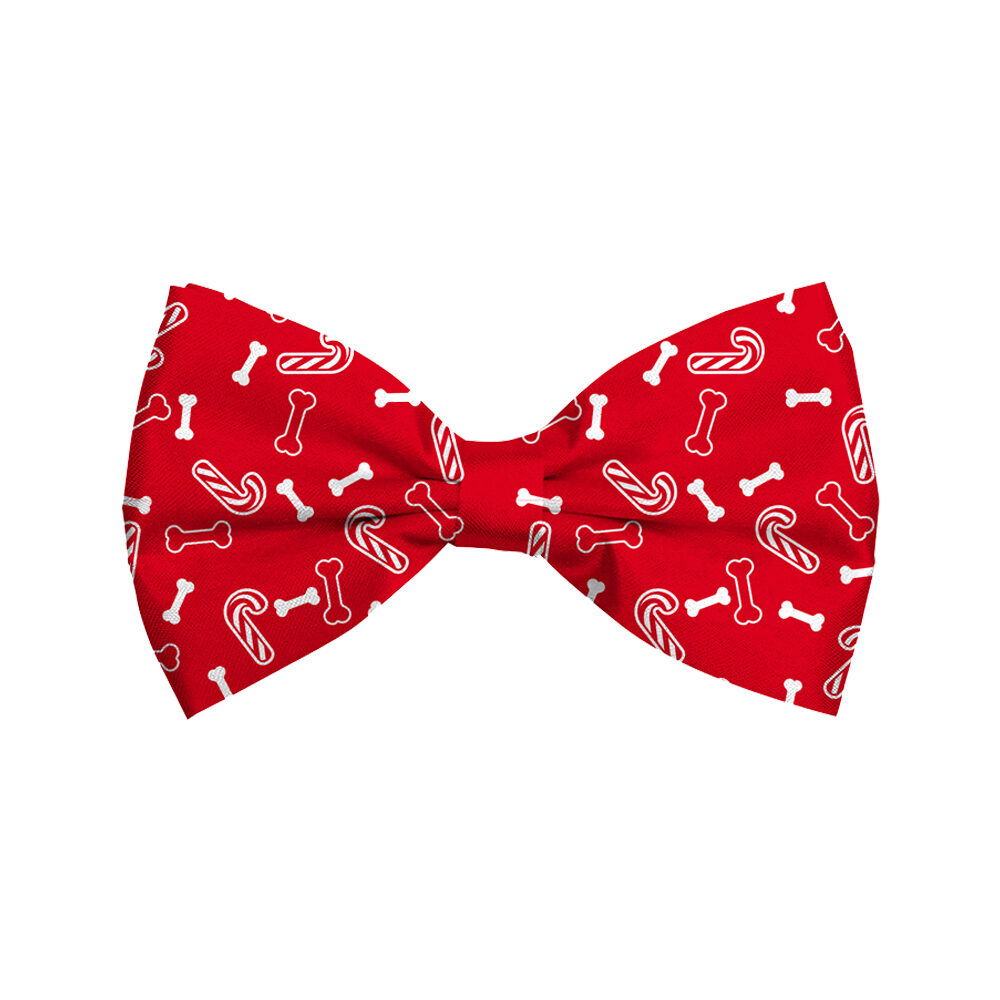 Bow Tie Xmas Bones Candy - Red - Dog - L