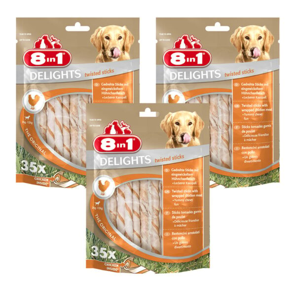 8in1 Hundesnack Delights Chicken Twisted Sticks 105 Stück