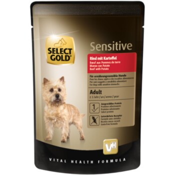 SELECT GOLD Nassfutter Hund Sensitive Adult Rind mit Kartoffel 48x100 g