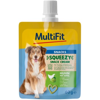 MultiFit Squeezy Snack Cream Huhn mit Apfel 10x60 ml