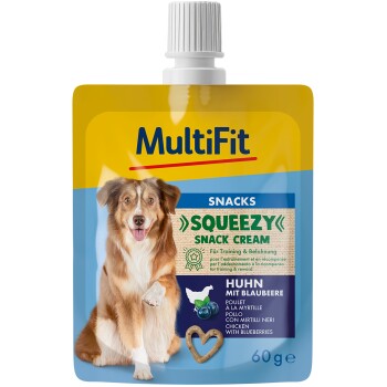 MultiFit Squeezy Snack Cream Huhn mit Blaubeere 10x60 ml