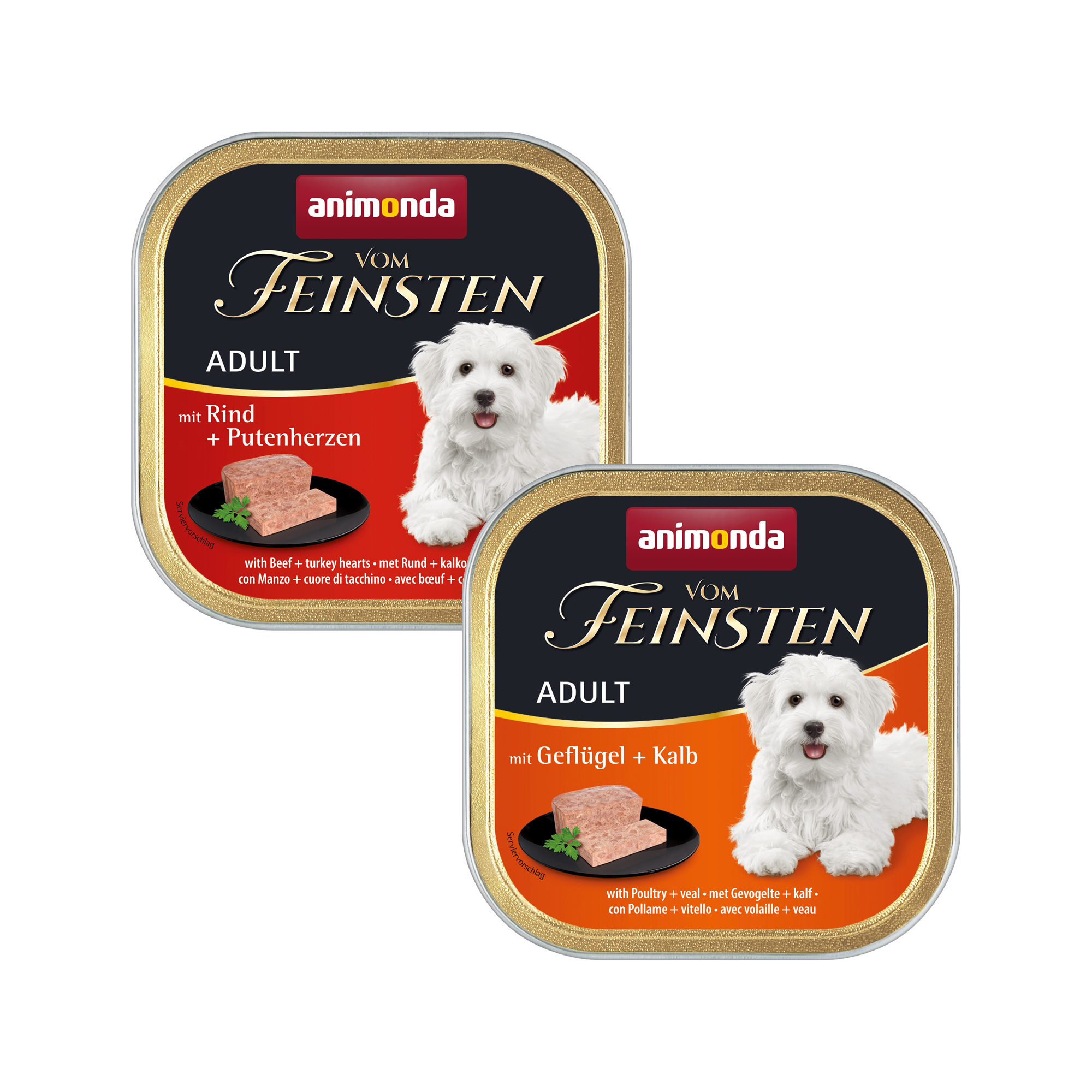 Animonda Vom feinsten Classic Hundefutter - Schälchen - Rind / Putenherzen - 22 x 150 g