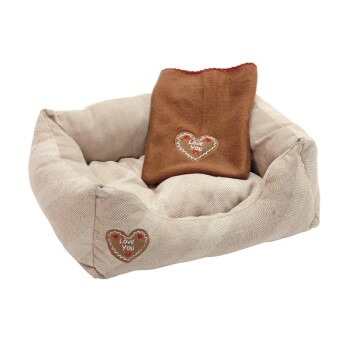 Kerbl Kuschelbett LOVE YOU beige 47 cm