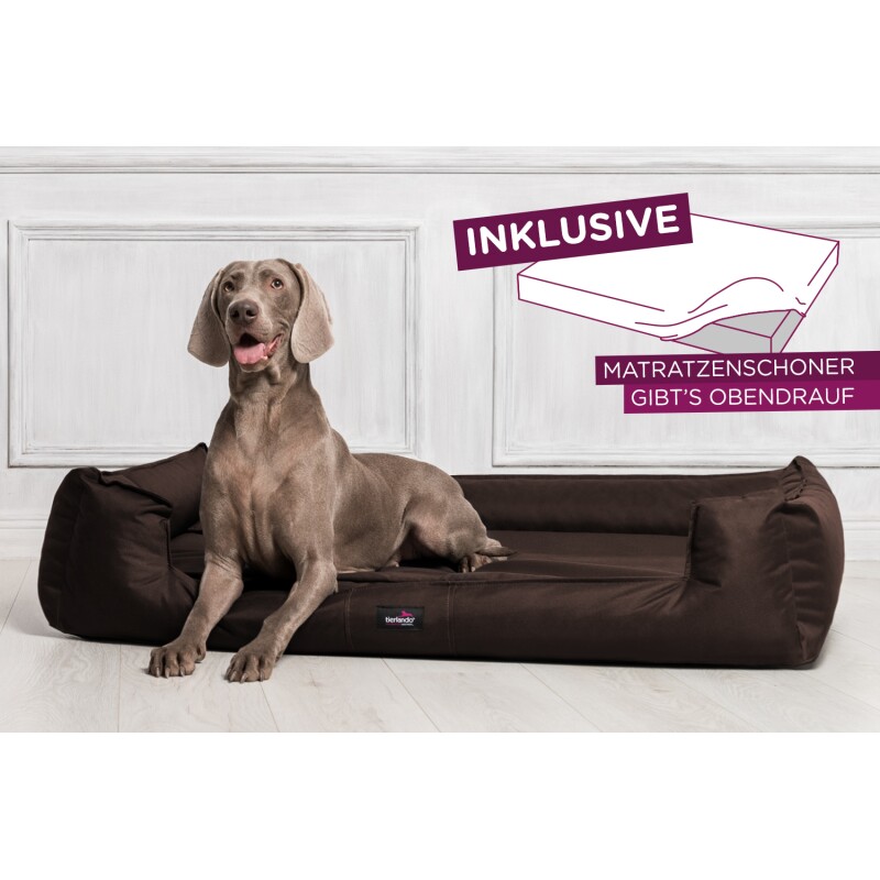 Tierlando ® GOOFY - Orthopädisches Hundebett aus Polyester inkl. Matratzenschoner braun 90 cm