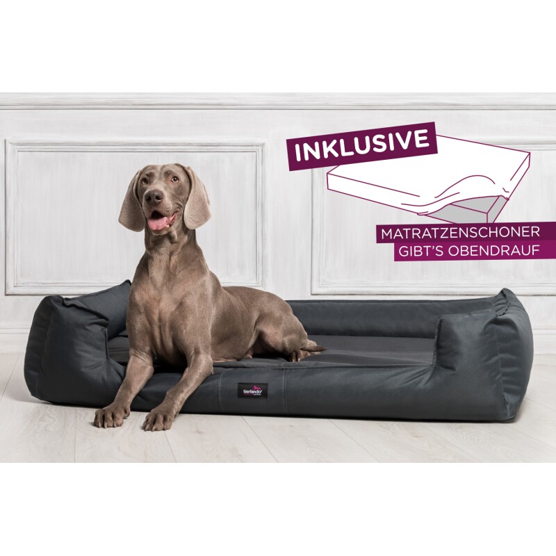 Tierlando ® GOOFY - Orthopädisches Hundebett aus Polyester inkl. Matratzenschoner schwarz/ graphit 90 cm