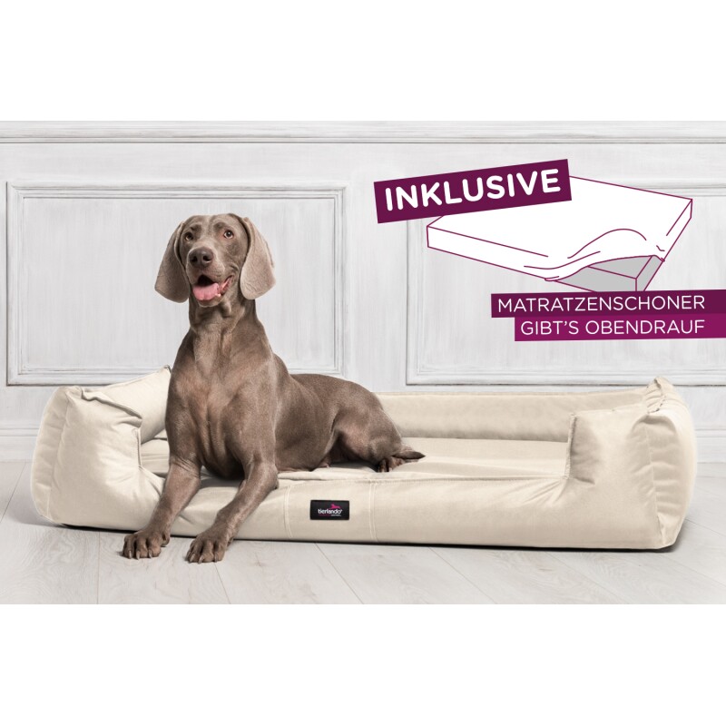 Tierlando ® GOOFY - Orthopädisches Hundebett aus Polyester inkl. Matratzenschoner creme 90 cm