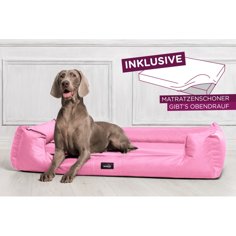 Tierlando ® GOOFY - Orthopädisches Hundebett aus Polyester inkl. Matratzenschoner rosa 90 cm