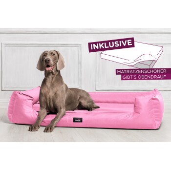 Tierlando ® GOOFY - Orthopädisches Hundebett aus Polyester inkl. Matratzenschoner rosa 90 cm