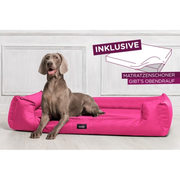 Tierlando ® GOOFY - Orthopädisches Hundebett aus Polyester inkl. Matratzenschoner pink 90 cm