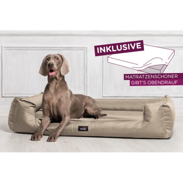 Tierlando ® GOOFY - Orthopädisches Hundebett aus Polyester inkl. Matratzenschoner beige 90 cm