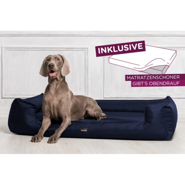 Tierlando ® GOOFY - Orthopädisches Hundebett aus Polyester inkl. Matratzenschoner dunkelblau 90 cm