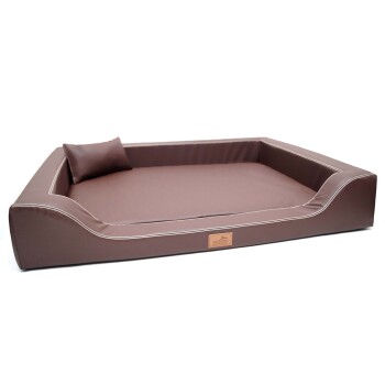 Tierlando ® Orthopädisches LUXUS-Hundebett MELODY LATEX Anti-Haar Kunstleder braun 1 m