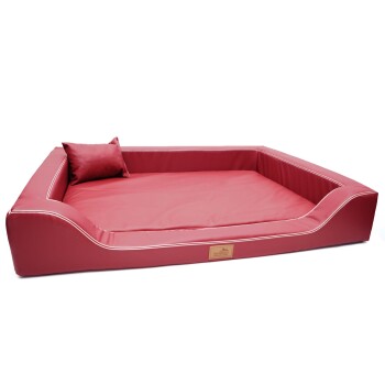 Tierlando ® Orthopädisches LUXUS-Hundebett MELODY LATEX Anti-Haar Kunstleder dunkelrot 1 m